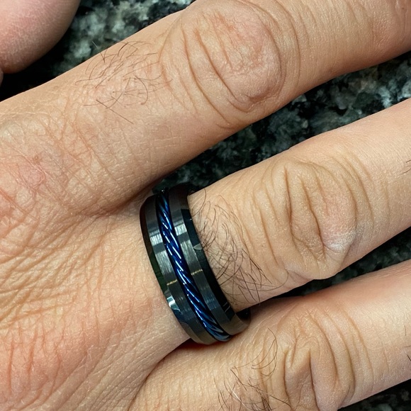 BLACK TUNGSTEN WEDDING BAND RING - Picture 14 of 16